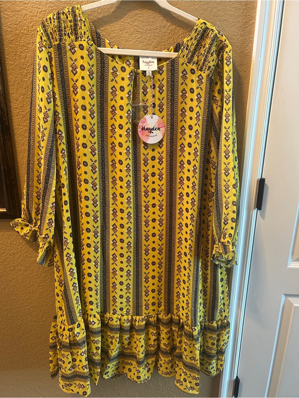 Hayden Yellow Floral-Print Boho Shift Dress